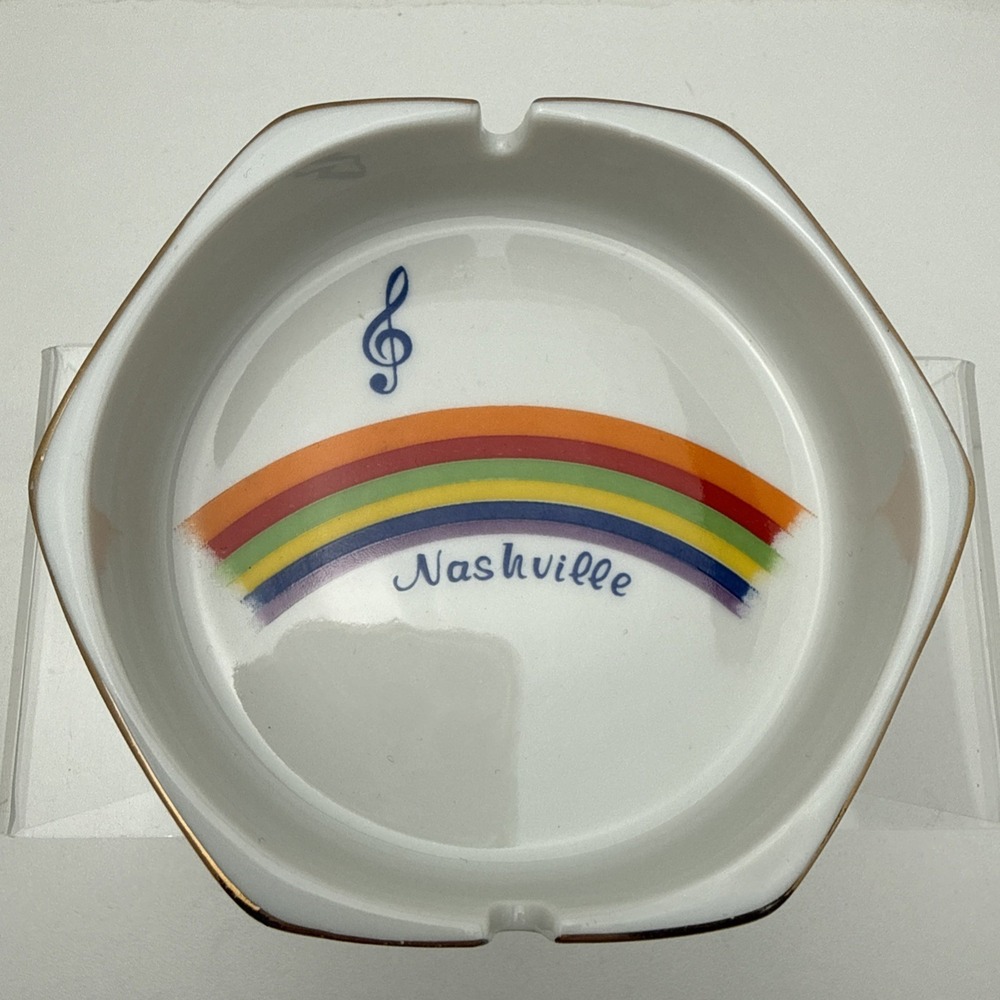 Vintage Nashville Ashtray Ceramic Souvenir Rainbow Made in Japan NOS 5.5" Wide